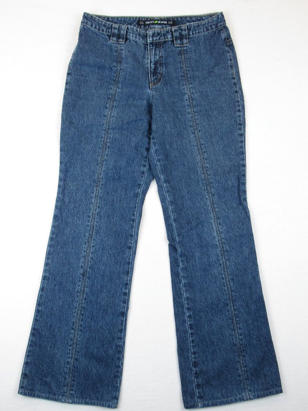 Vintage Y2K DKNY Junior's Size 6 Pocketless VTG Flared Jeans Mid Rise Blue